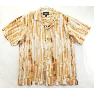 Steve Harvey Shirt Men XL Beige White Celebrity Edition Linen Embroidery Classic